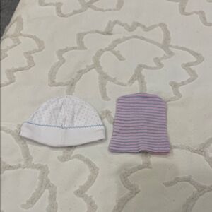 Charming White and Pink Baby Hat Duo